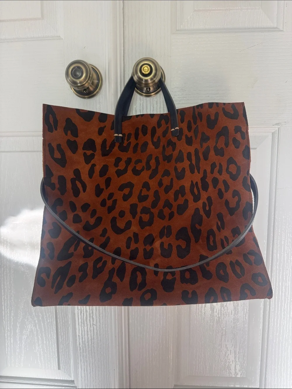 Clare V Leopard Simple Tote in Brown and Black- New without Tags